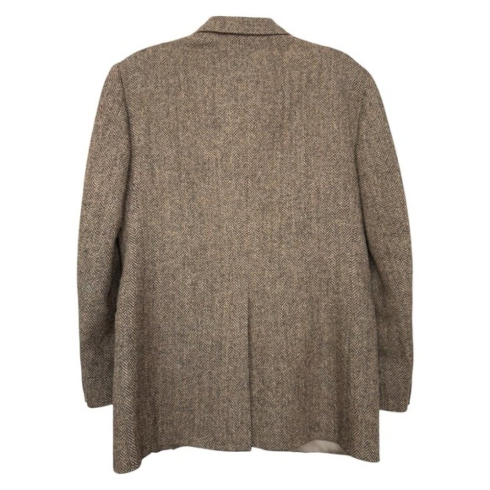 SOLD Vtg Harris Tweed Herringbone Blazer Size 38 R Brown Single Breast 70s 80s - Picture 2 of 9